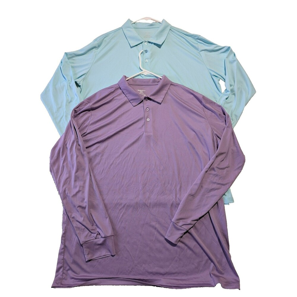 2pk Lot Bundle Gradual Polo Shirt Men’s 3XL Long Sleeve Golf Performance - Picture 3 of 8